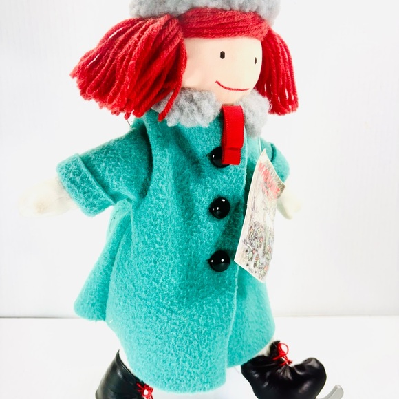 Eden Madeline Plush Doll In Ice Skates 1992 Felt Green Coat 14” NWT - Picture 5 of 7